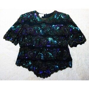 Vintage Laurence Kazar New York Sequin top size small S